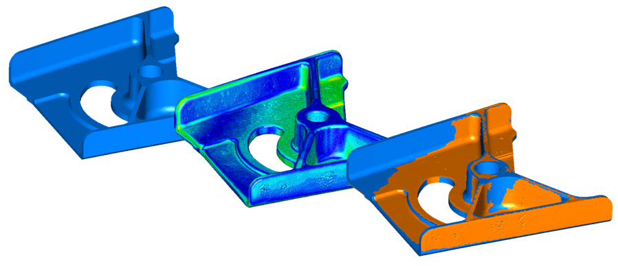 Compare scan data to CAD model and rest volume creation